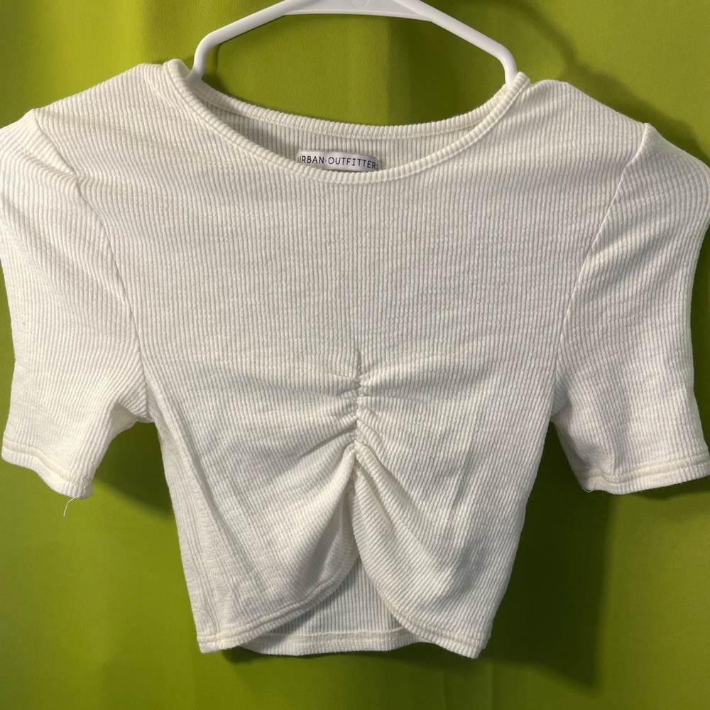 Urban Outfitters White Ruched T-Shirt Size S
